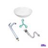 Lavamanos Redondo Blanco 32 Cm Lujo + Llave Metálica + Sifón Lavamanos Redondo Blanco 32 Cm Lujo + Llave Metálica + Sifón
