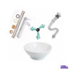 Lavamanos Redondo Blanco 35cm + Llave Metálica + Sifón Lavamanos Redondo Blanco 35cm + Llave Metálica + Sifón