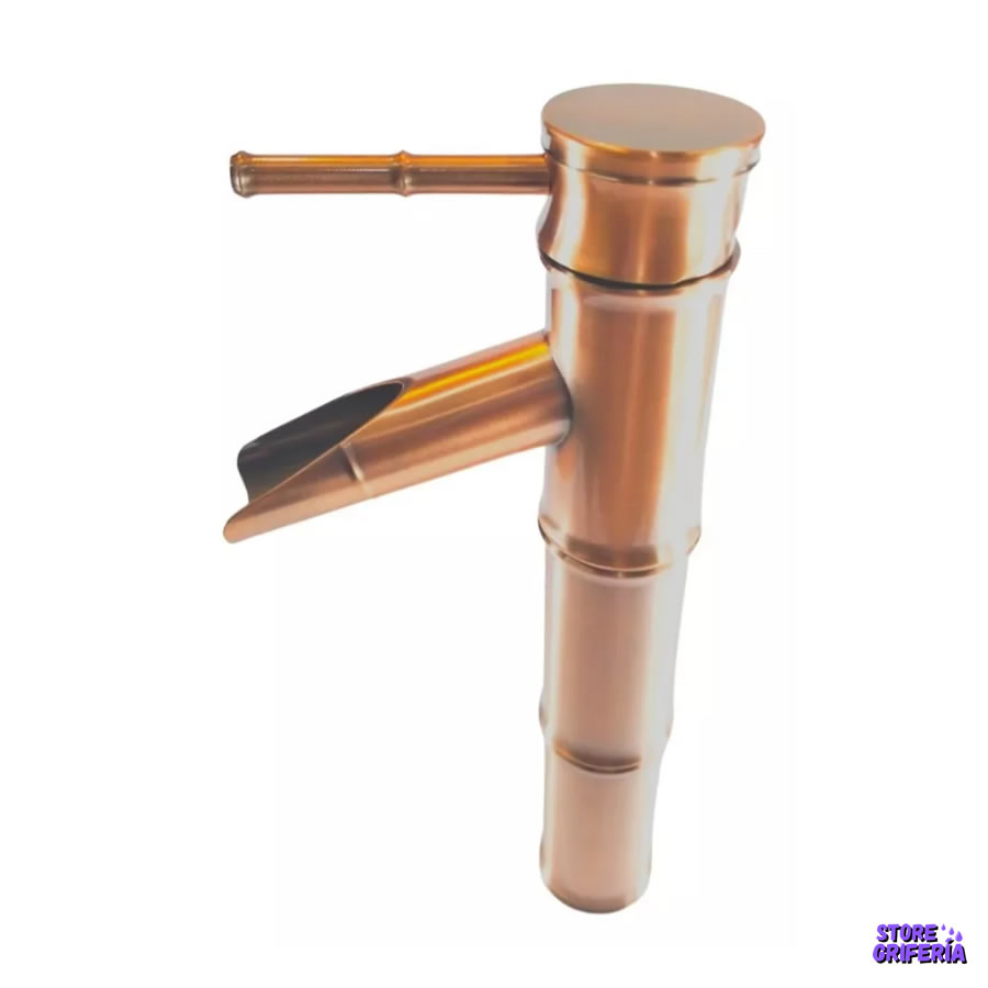 Llave Lavamanos Oro Rosa Alta Bambú Vintage Tipo Lujo - Imagen 4