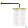 Ducha Dorada Cuadrada 20 Cm Con Tubo En Acero De Lujo Ducha Dorada Cuadrada 20 Cm Con Tubo En Acero De Lujo