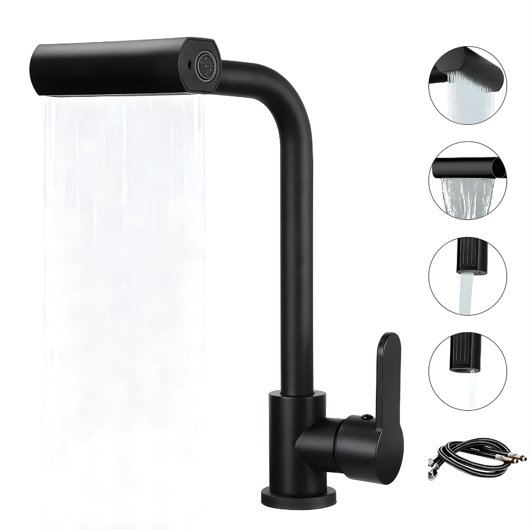 Llave Grifo Negro 4 Chorros Monocontrol Lavaplatos